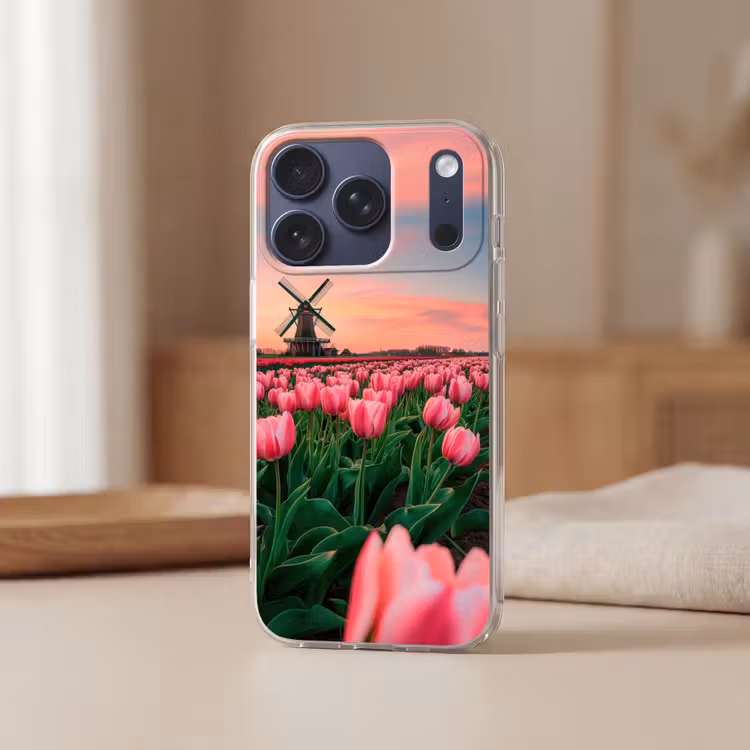 Tulpen - Molen - Nederland Telefoonhoesje iPhone 17 Pro klein -sfeer2
