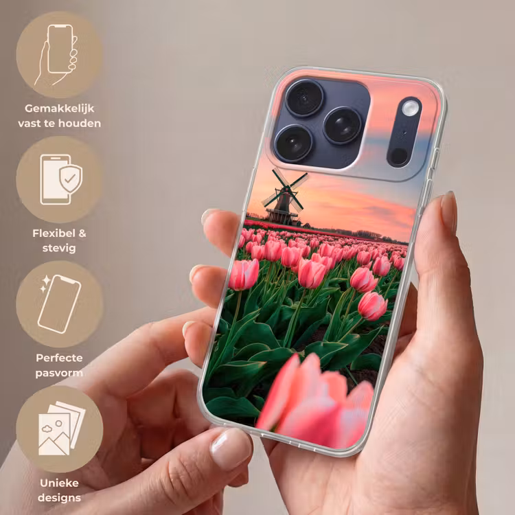 Tulpen - Molen - Nederland Telefoonhoesje iPhone 17 Pro klein -sfeer3_NL