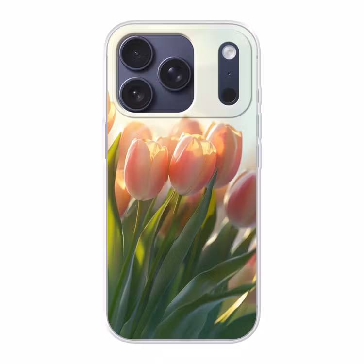 Tulpen - Roze - Zonnestralen Telefoonhoesje iPhone 17 Pro klein -3d