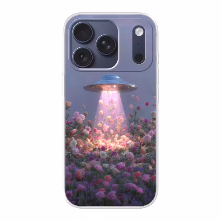 Ufo - Rozen - Pastelkleuren Telefoonhoesje iPhone 17 Pro klein -3d