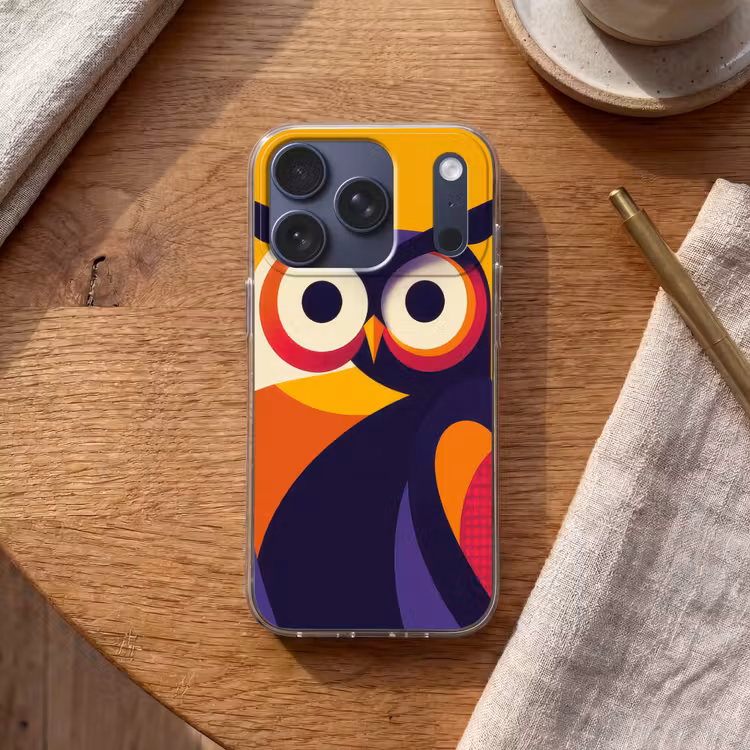 Uil - Grafisch - Kleurrijk - Ogen Telefoonhoesje iPhone 17 Pro klein -sfeer1