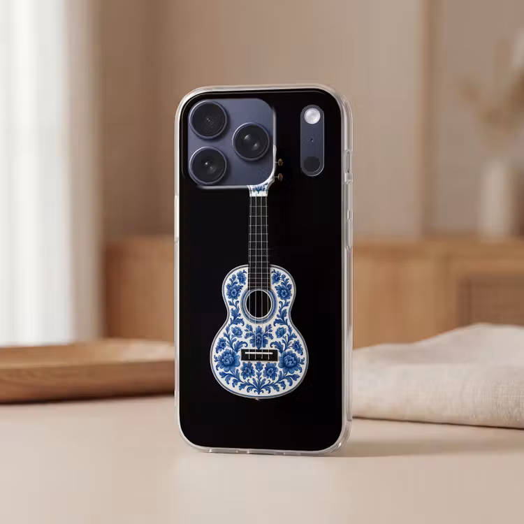 Ukelele - Delfts - Blauw - Muziek Telefoonhoesje iPhone 17 Pro klein -sfeer2
