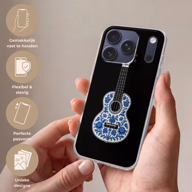 Ukelele - Delfts - Blauw - Muziek Telefoonhoesje iPhone 17 Pro klein -sfeer3_NL