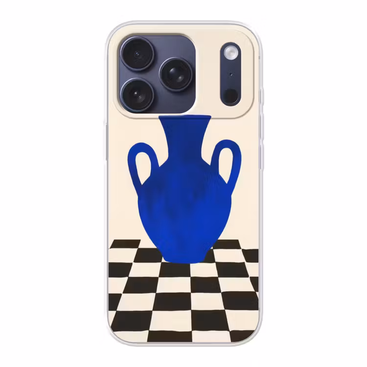 Vaas - Blauw - Geblokt - Modern Telefoonhoesje iPhone 17 Pro klein -3d