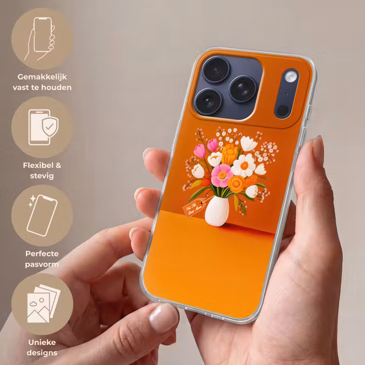 Vaas - Bloemen - Oranje Telefoonhoesje iPhone 17 Pro klein -sfeer3_NL