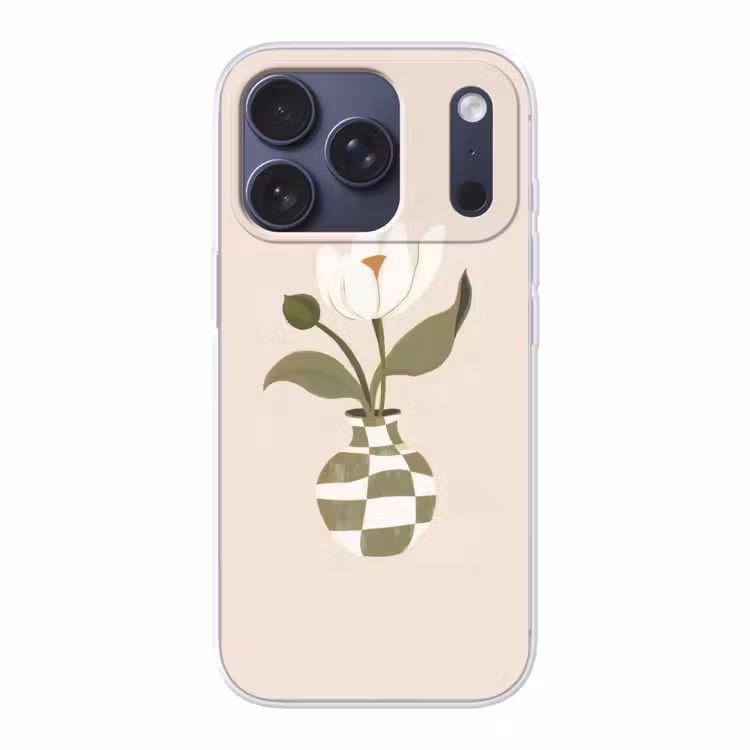 Vaas - Geruit - Bloem - Groen Telefoonhoesje iPhone 17 Pro klein -3d