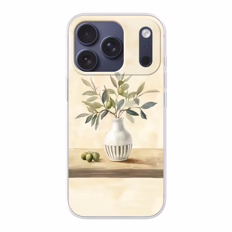 Vaas - Keramiek - Olijftakken Telefoonhoesje iPhone 17 Pro klein -3d