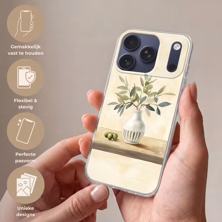 Vaas - Keramiek - Olijftakken Telefoonhoesje iPhone 17 Pro klein -sfeer3_NL