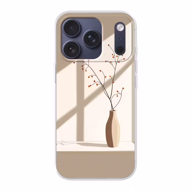 Vaas - Takken - Bessen - Minimalistisch Telefoonhoesje iPhone 17 Pro klein -3d