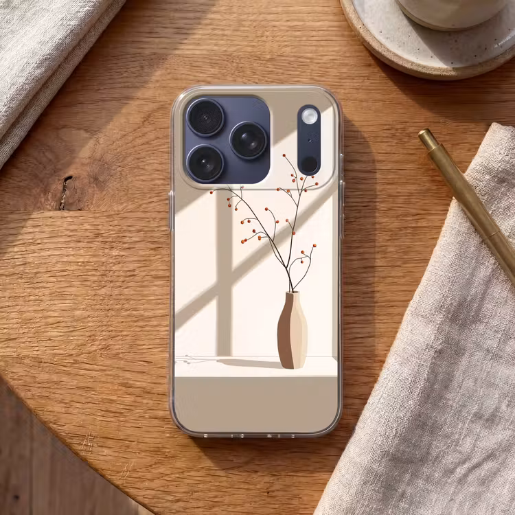 Vaas - Takken - Bessen - Minimalistisch Telefoonhoesje iPhone 17 Pro klein -sfeer1