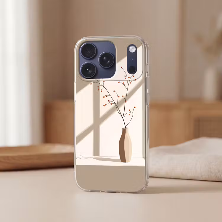 Vaas - Takken - Bessen - Minimalistisch Telefoonhoesje iPhone 17 Pro klein -sfeer2
