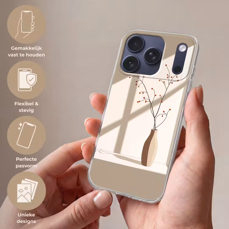 Vaas - Takken - Bessen - Minimalistisch Telefoonhoesje iPhone 17 Pro klein -sfeer3_NL