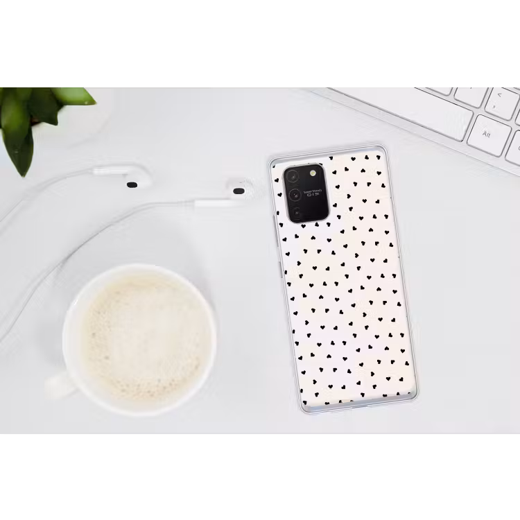 Valentijn - Hart - Wit - Zwart Telefoonhoesje Samsung Galaxy S10 Lite klein 364 -oordopS10Lite