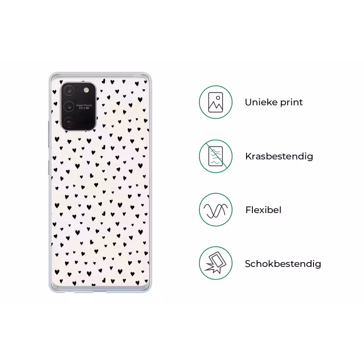 Valentijn - Harten - Zwart - Wit Telefoonhoesje Samsung Galaxy S10 Lite klein 364 -specsS10Lite