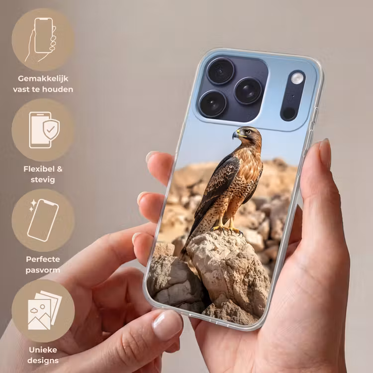 Valk - Vogel - Rots - Macht Telefoonhoesje iPhone 17 Pro klein -sfeer3_NL