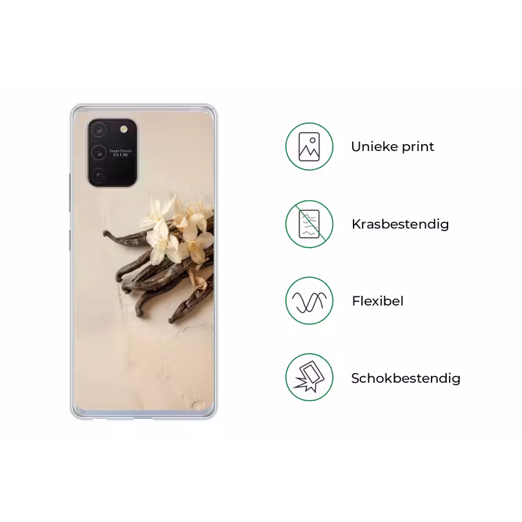 Vanille - Bloemen - Beige Telefoonhoesje Samsung Galaxy S10 Lite klein -specsS10Lite