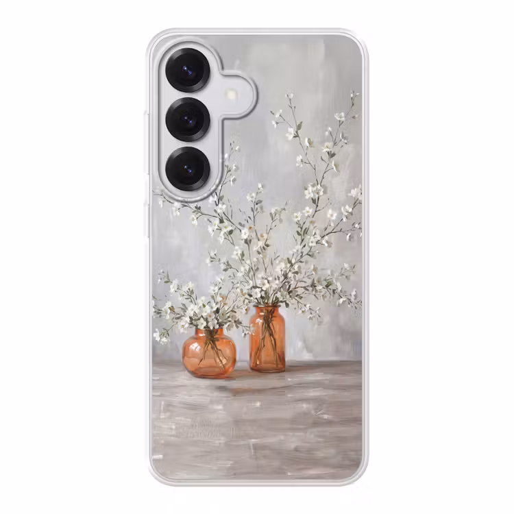 Vazen - Bloemen - Oranje Telefoonhoesje Samsung Galaxy S26 klein -3d