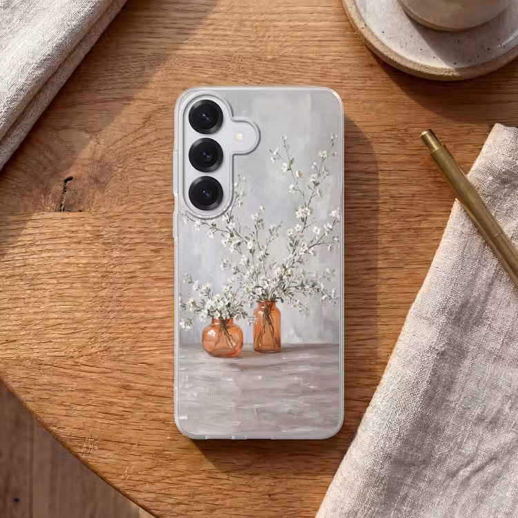 Vazen - Bloemen - Oranje Telefoonhoesje Samsung Galaxy S26 klein -sfeer1