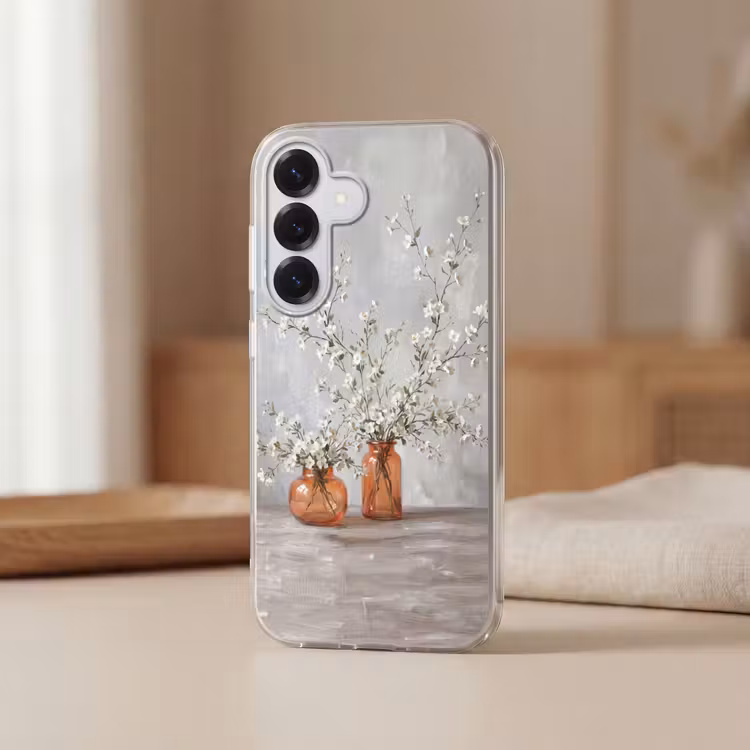 Vazen - Bloemen - Oranje Telefoonhoesje Samsung Galaxy S26 klein -sfeer2