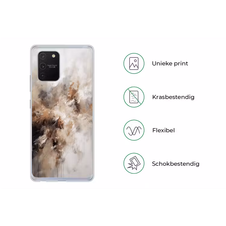 Verf - Abstract - Beige - Kunst Telefoonhoesje Samsung Galaxy S10 Lite klein -specsS10Lite