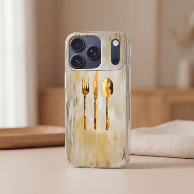Verf - Goud - Bestek Telefoonhoesje iPhone 17 Pro klein -sfeer2