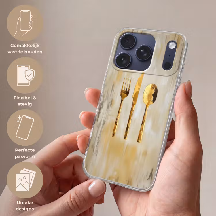 Verf - Goud - Bestek Telefoonhoesje iPhone 17 Pro klein -sfeer3_NL