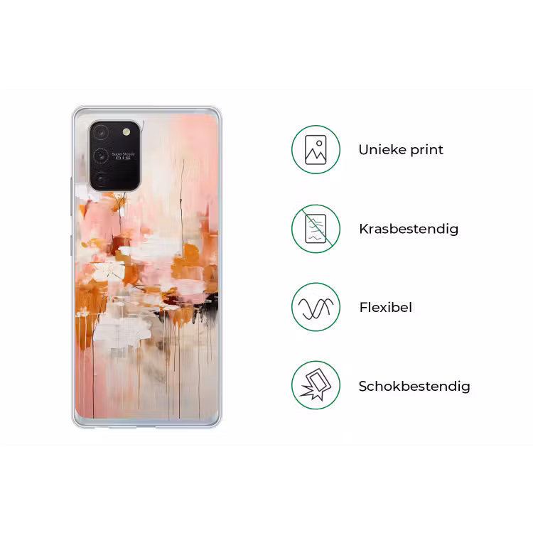 Verf - Roze - Oranje - Abstract - Kunst Telefoonhoesje Samsung Galaxy S10 Lite klein -specsS10Lite