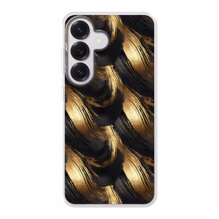 Verfstreken - Abstract - Goud - Zwart Telefoonhoesje Samsung Galaxy S26 klein 975 -3d