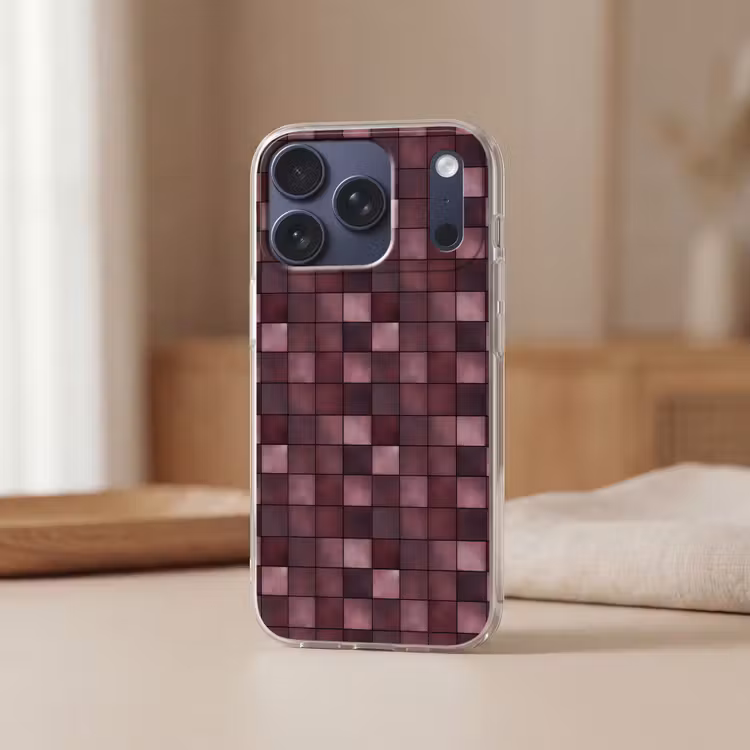 Vierkant - Tegel - Patroon - Paars Telefoonhoesje iPhone 17 Pro klein 878 -sfeer2
