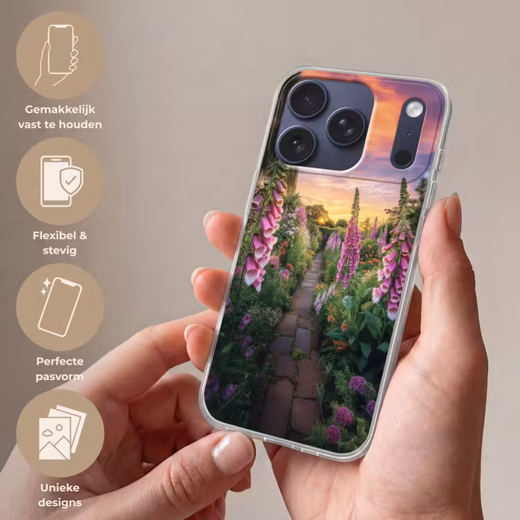 Vingerhoedskruid - Bloemen - Tuin Telefoonhoesje iPhone 17 Pro klein -sfeer3_NL