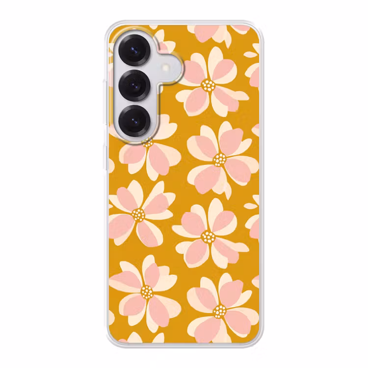 Vintage - Bloemen - Okergeel Telefoonhoesje Samsung Galaxy S26 klein 975 -3d