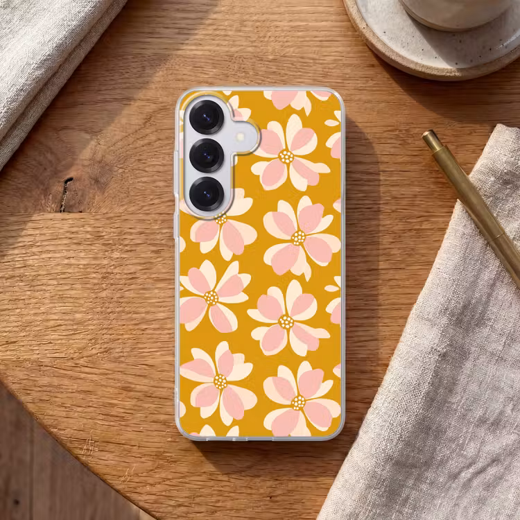 Vintage - Bloemen - Okergeel Telefoonhoesje Samsung Galaxy S26 klein 975 -sfeer1