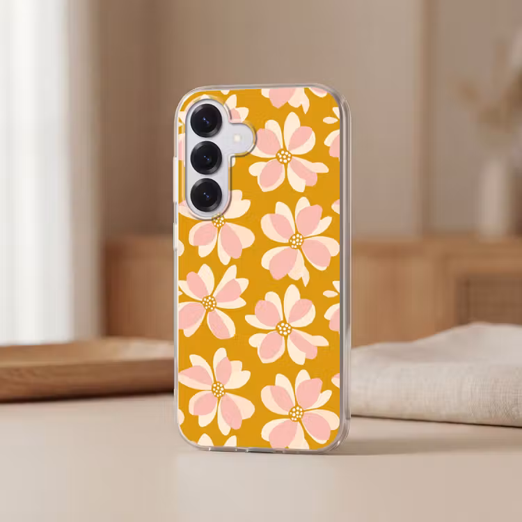 Vintage - Bloemen - Okergeel Telefoonhoesje Samsung Galaxy S26 klein 975 -sfeer2