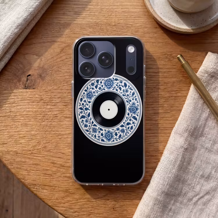 Vinyl - LP - Delfts Blauw - Muziek Telefoonhoesje iPhone 17 Pro klein -sfeer1