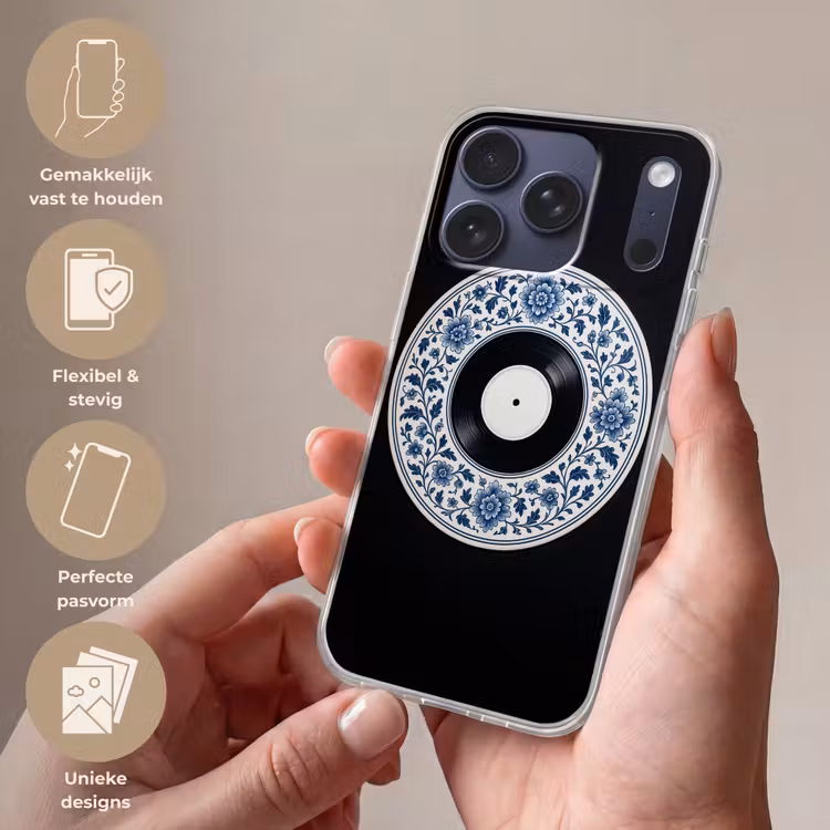 Vinyl - LP - Delfts Blauw - Muziek Telefoonhoesje iPhone 17 Pro klein -sfeer3_NL