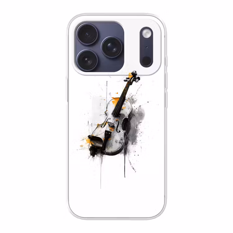 Viool - Oranje - Zwart - Penseelstreken Telefoonhoesje iPhone 17 Pro klein -3d