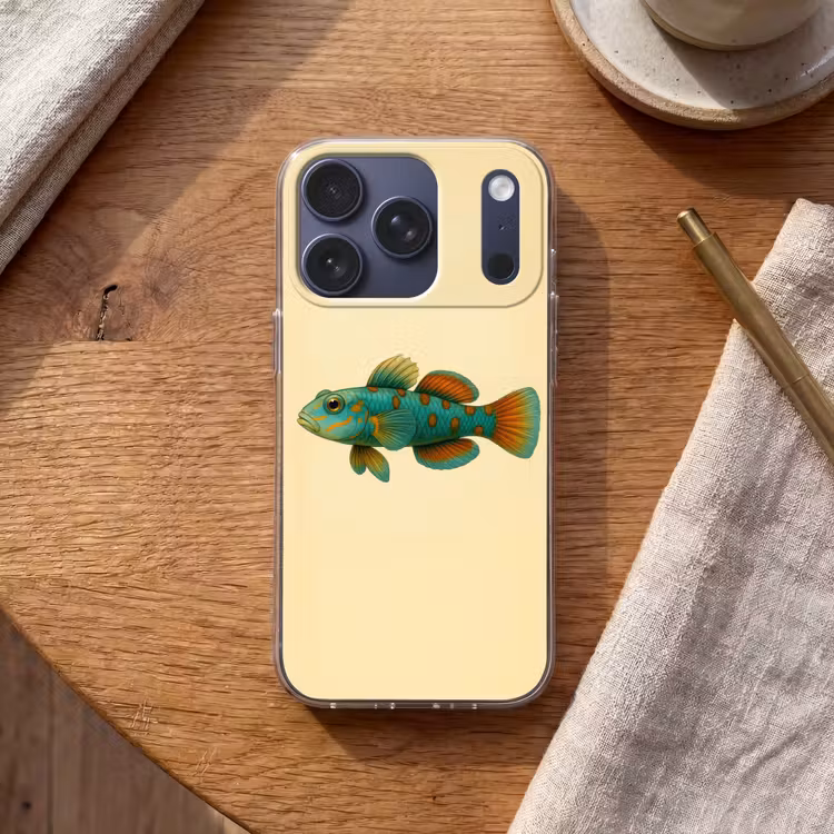 Vis - Blauw - Stippen - Schubben Telefoonhoesje iPhone 17 Pro klein -sfeer1