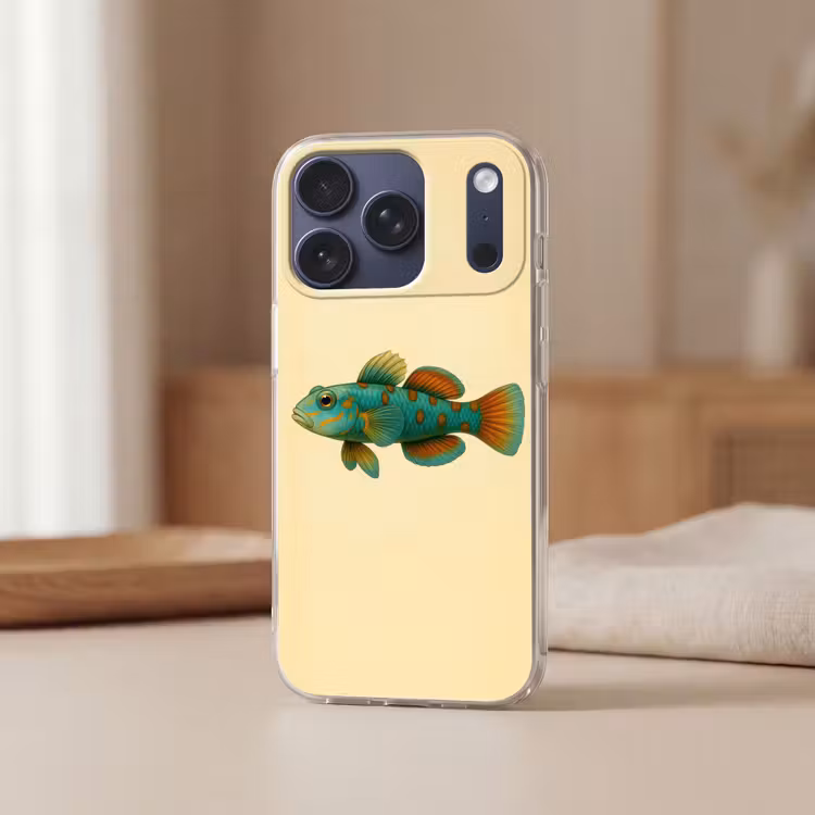 Vis - Blauw - Stippen - Schubben Telefoonhoesje iPhone 17 Pro klein -sfeer2