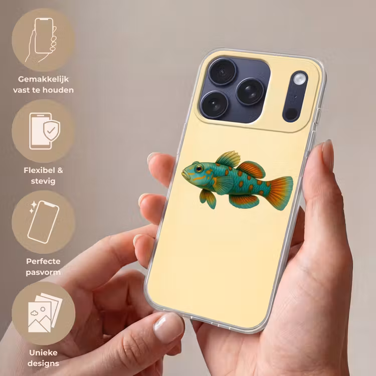 Vis - Blauw - Stippen - Schubben Telefoonhoesje iPhone 17 Pro klein -sfeer3_NL