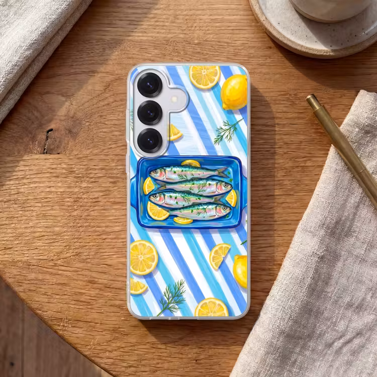 Vis - Citroen - Kruiden - Eten - Blauw Telefoonhoesje Samsung Galaxy S26 klein -sfeer1