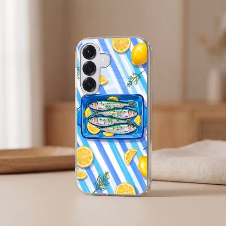 Vis - Citroen - Kruiden - Eten - Blauw Telefoonhoesje Samsung Galaxy S26 klein -sfeer2