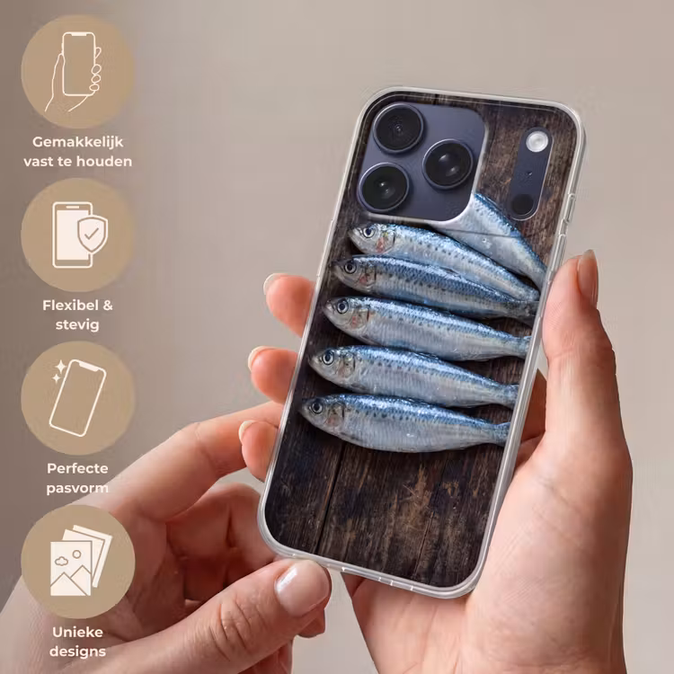 Telefoonhoesje - Vis - Hout - Eten - Vis - Hout - Eten Telefoonhoesje iPhone 17 Pro klein