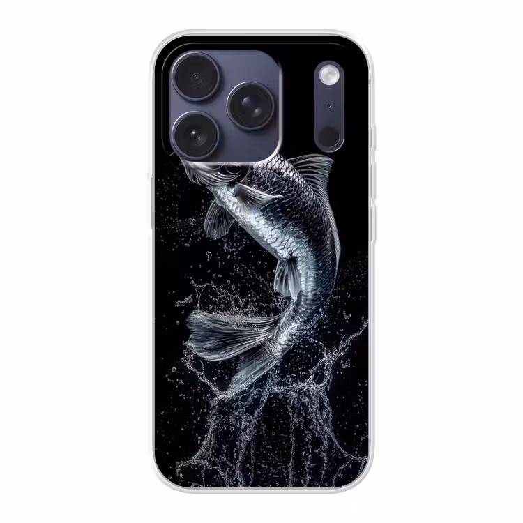 Vis - Koi - Zwart - Water Telefoonhoesje iPhone 17 Pro klein -3d