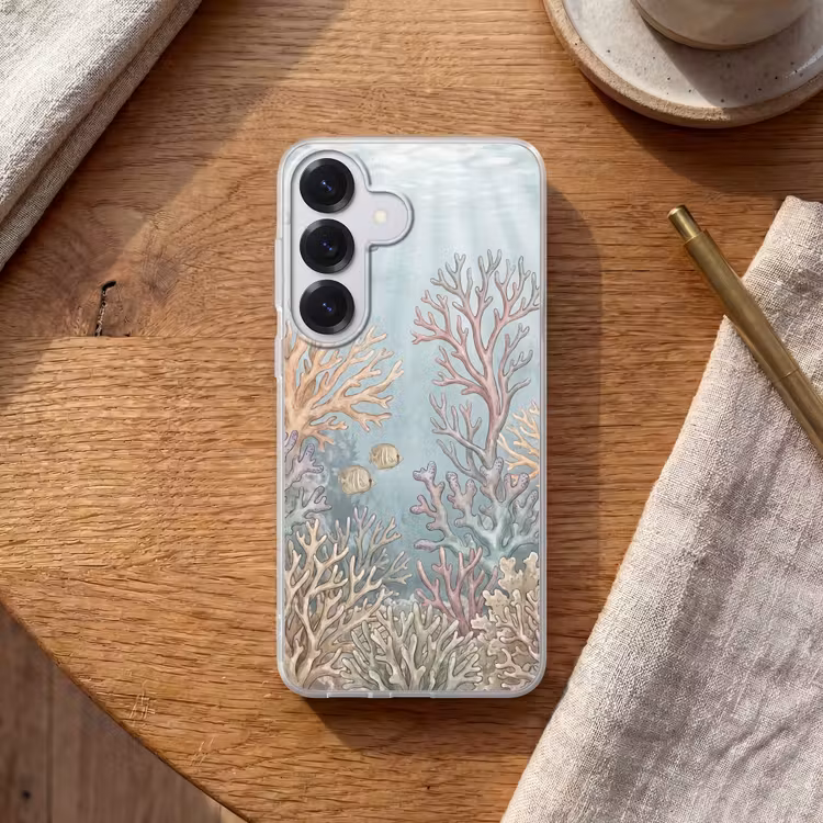 Vis - Koraal - Oceaan - Illustratie - Onderwater Telefoonhoesje Samsung Galaxy S26 klein -sfeer1