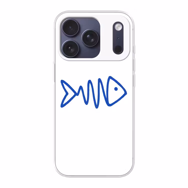 Vis - Minimalistisch - Blauw - Lijn Telefoonhoesje iPhone 17 Pro klein -3d