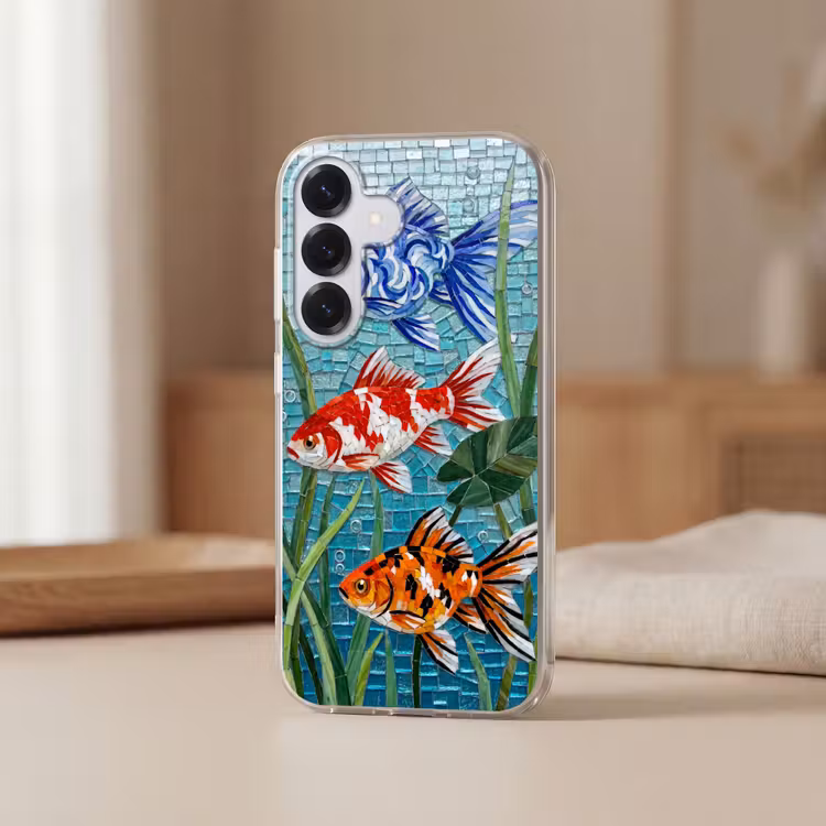 Vis - Mozaïek - Onderwater - Kleurrijk - Dieren Telefoonhoesje Samsung Galaxy S26 klein -sfeer2