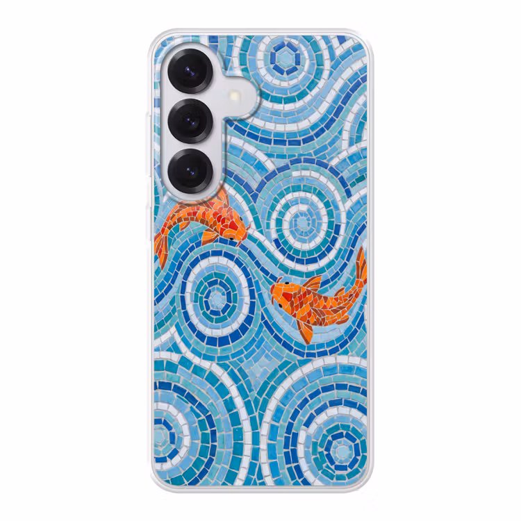 Vis - Mozaïek - Water - Decoratief - Blauw Telefoonhoesje Samsung Galaxy S26 klein -3d