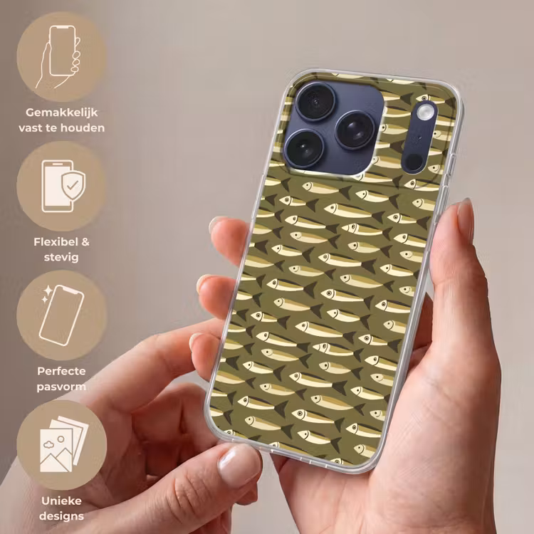 Vis - Patroon - Groen Telefoonhoesje iPhone 17 Pro klein 878 -sfeer3_NL
