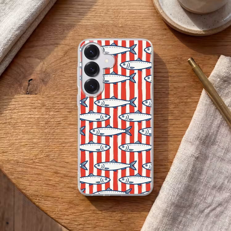 Vis - Patroon - Strepen - Illustratie - Rood Telefoonhoesje Samsung Galaxy S26 klein -sfeer1