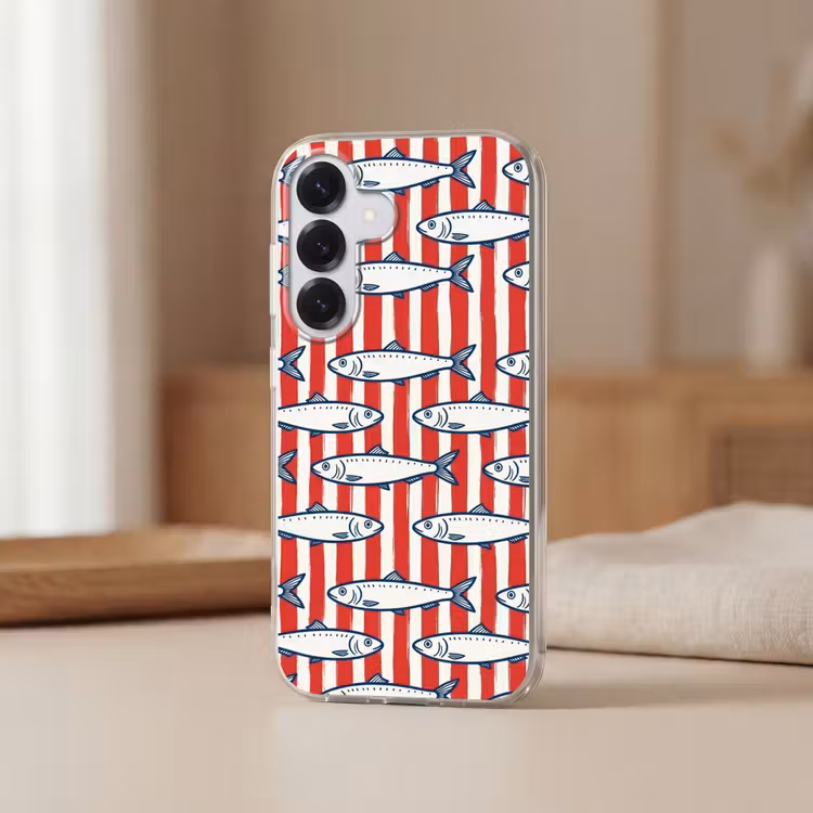 Vis - Patroon - Strepen - Illustratie - Rood Telefoonhoesje Samsung Galaxy S26 klein -sfeer2